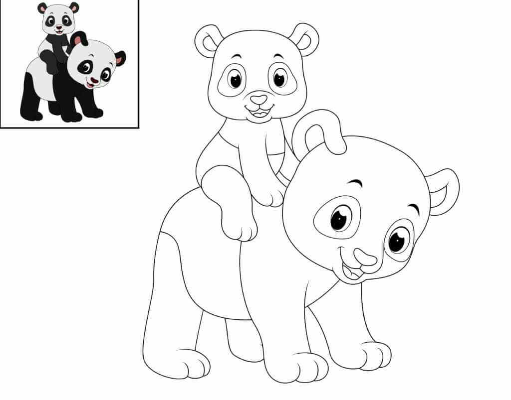 Omalovánka Panda s miminkem